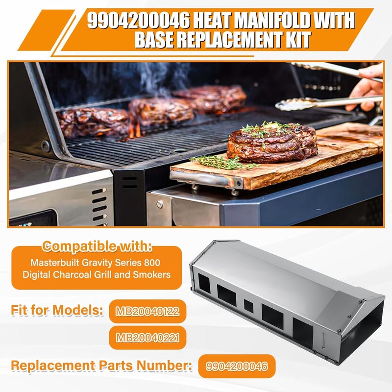 COMVIEE Heat Manifold with Base Kit for Masterbuilt Gravity Series 800 Digital Charcoal Grill and Smokers, Replacement Parts 9904200046 Heat Manifold for Masterbuilt Smokers Models MB20040122 MB20040221 - Image 3